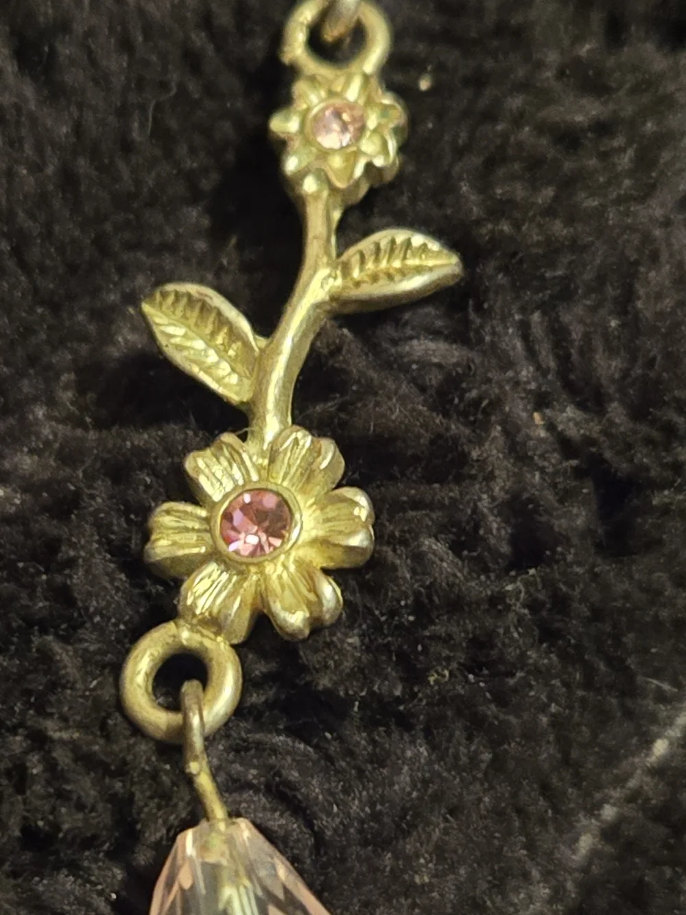 Gold-Tone Floral Necklace with Pink Accents